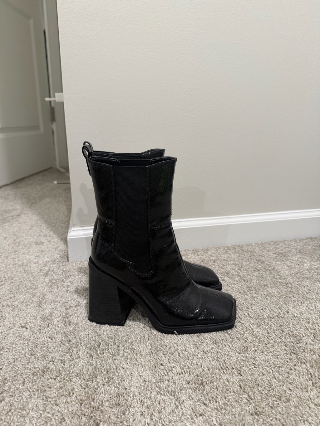 Black Square-Toe Block Heel Ankle Boots — image 2 of 5